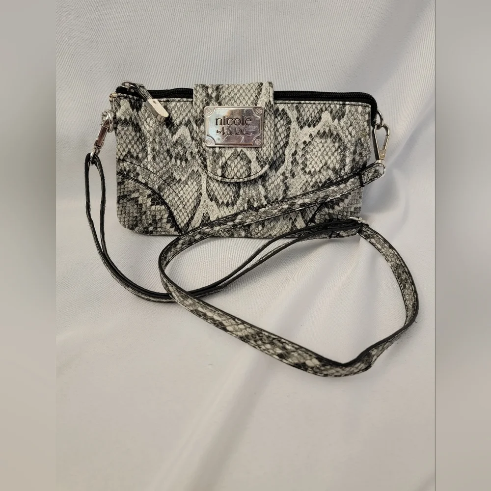 Nicole Miller Faux Snakeskin Crossbody Bag